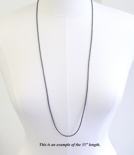 Load image into Gallery viewer, Hematite Glass Seed Bead Necklace
