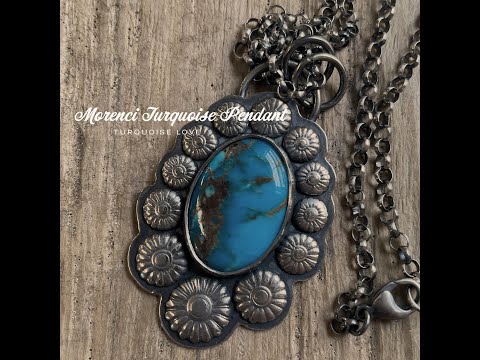 Load and play video in Gallery viewer, Morenci Turquoise Pendant in Sterling Silver
