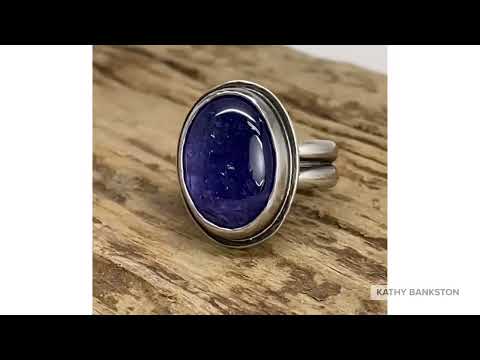 Load and play video in Gallery viewer, Tanzanite Ring, 7 US, Blue Gemstone Statement Ring in Sterling Silver
