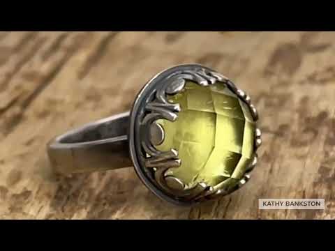 Load and play video in Gallery viewer, Yellow Citrine Ring, 6.5 US, Yellow Gemstone Ring in Sterling Silver
