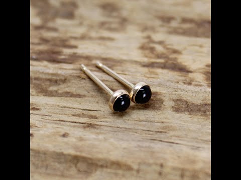 Tiny Black Onyx Studs