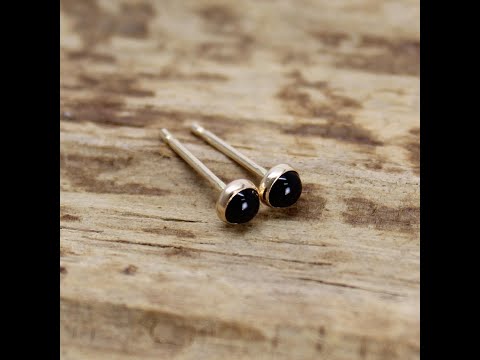 Load and play video in Gallery viewer, Tiny Black Onyx Studs
