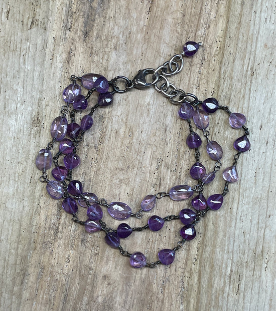 Multi Strand Purple Amethyst Bracelet