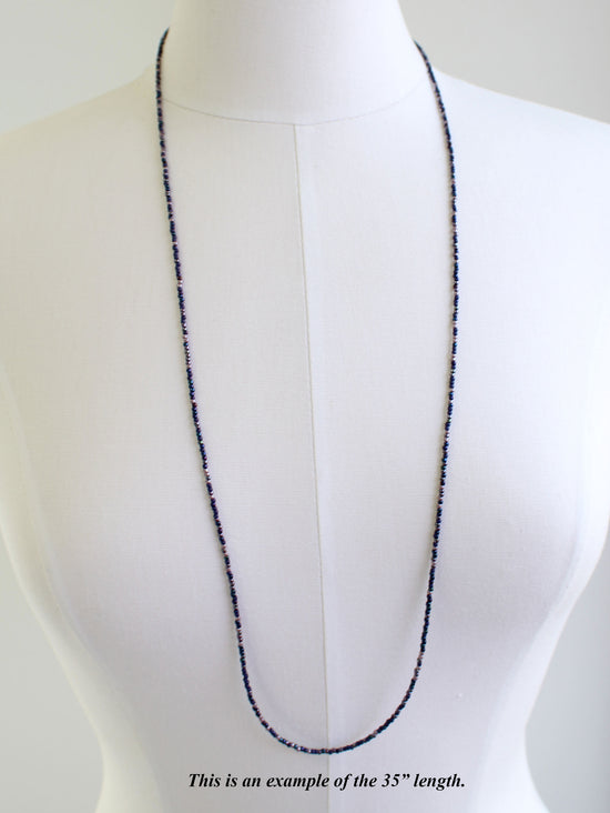 Long Iris Dark Blue Seed Bead Necklace Seed Bead Necklace