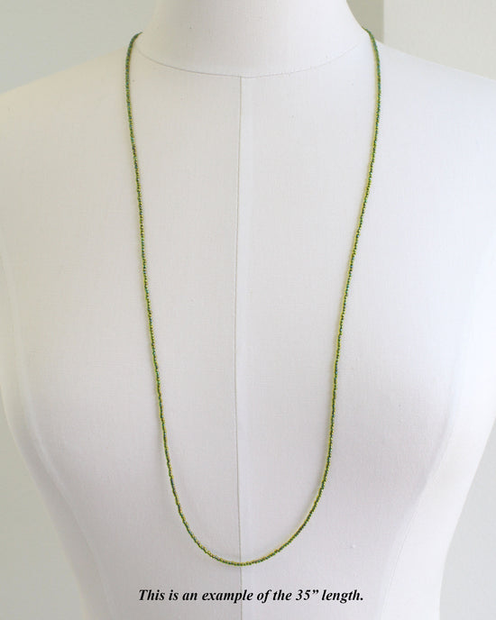 Long Jonquil Green Seed Bead Necklace