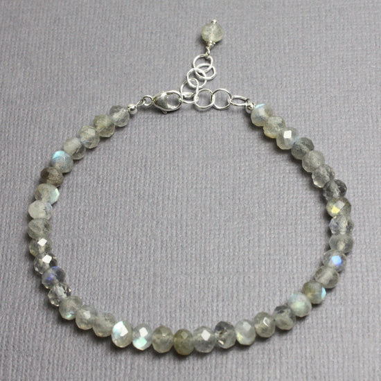 Labradorite Bracelet-Sterling Silver Adjustable 7" to 8"
