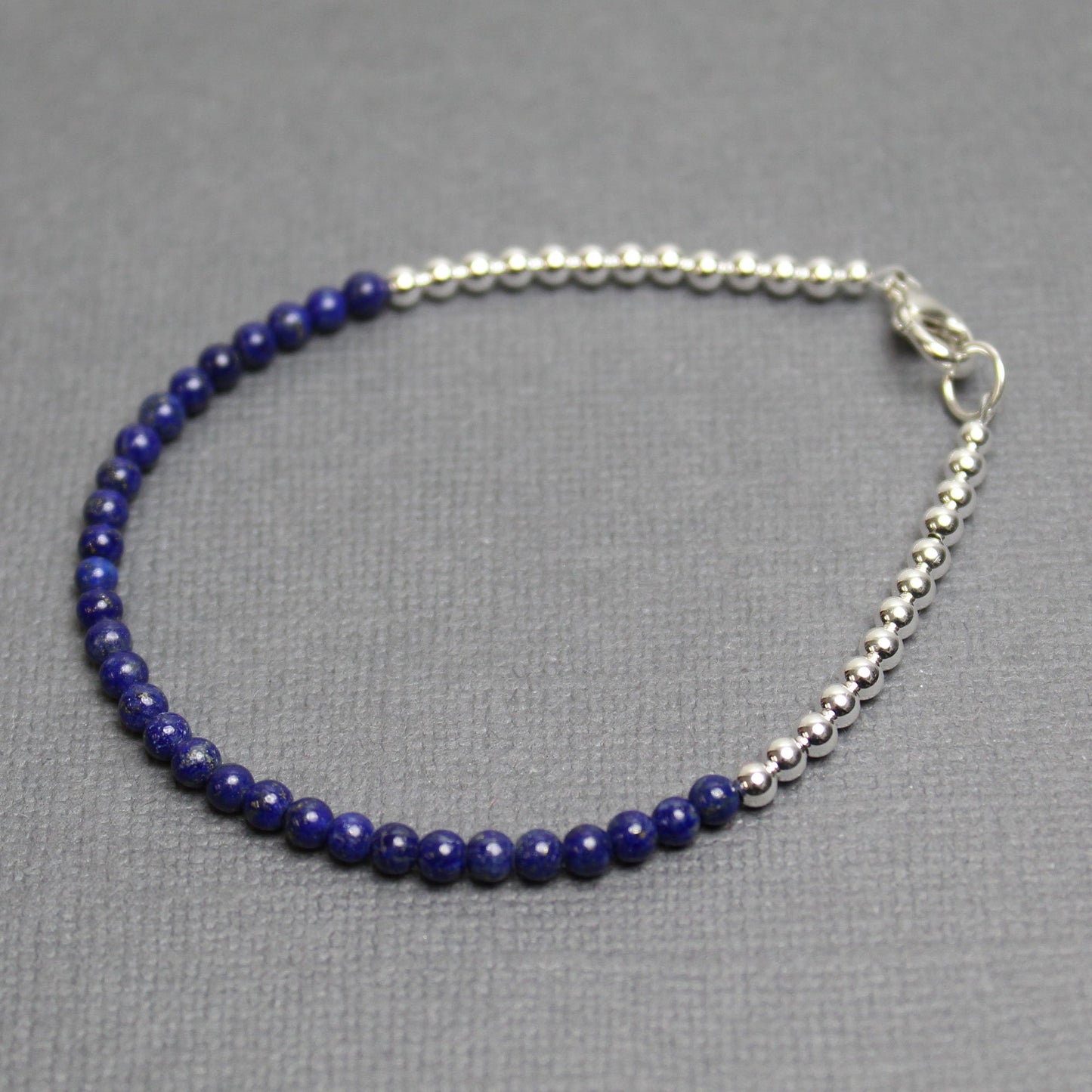 Lapis and Sterling Silver Bead Bracelet