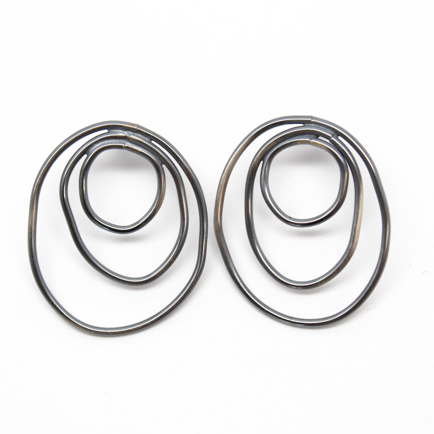 Large Sterling Silver Circle Stud Earrings Earrings 