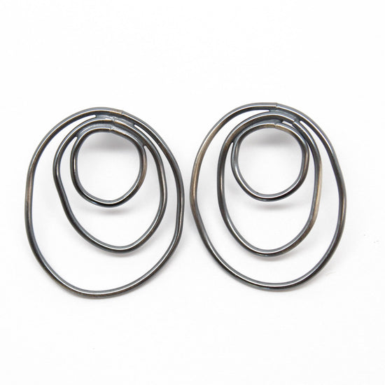 Large Sterling Silver Circle Stud Earrings Earrings 
