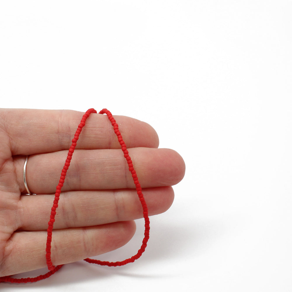 
                      
                        Red Seed Bead Necklace-Matte-Single Strand
                      
                    