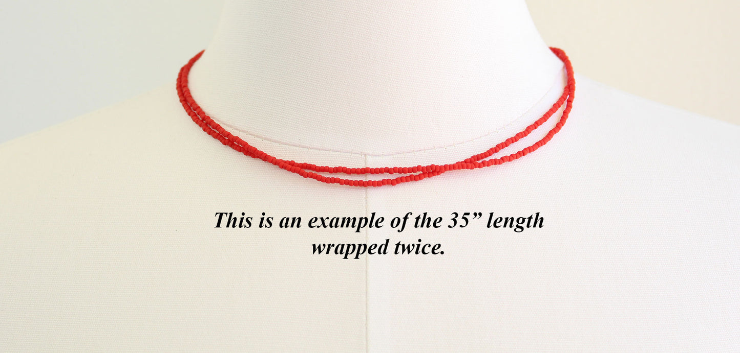 Load image into Gallery viewer, Red Seed Bead Necklace-Matte-Single Strand
