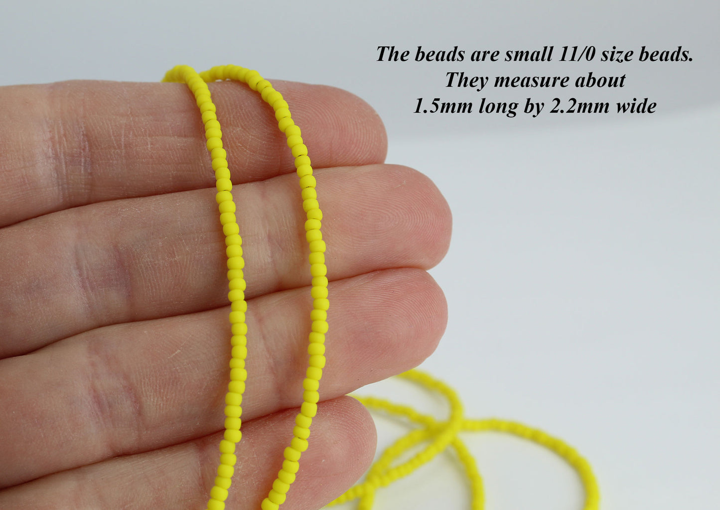 Yellow Seed Bead Necklace-Matte Finish-Single Strand
