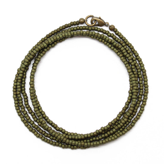 Olive Green Seed Bead Necklace