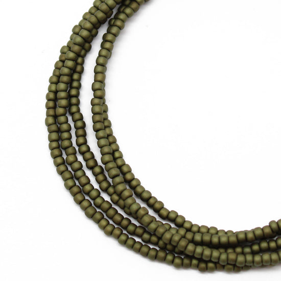 Olive Green Seed Bead Necklace-