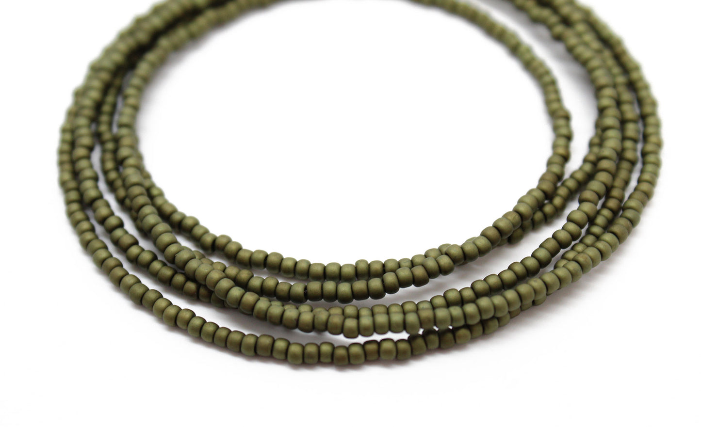 Load image into Gallery viewer, Olive Green Seed Bead Necklace
