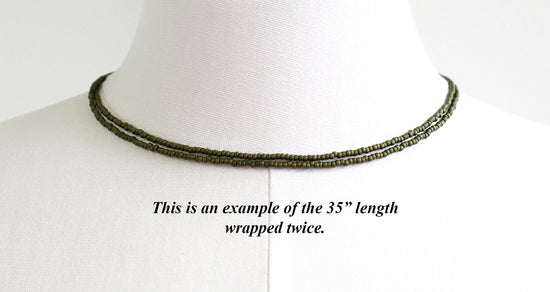 Load image into Gallery viewer, Short Olive Green Seed Bead Necklace-
