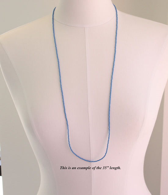 Long Blue Bead Necklace
