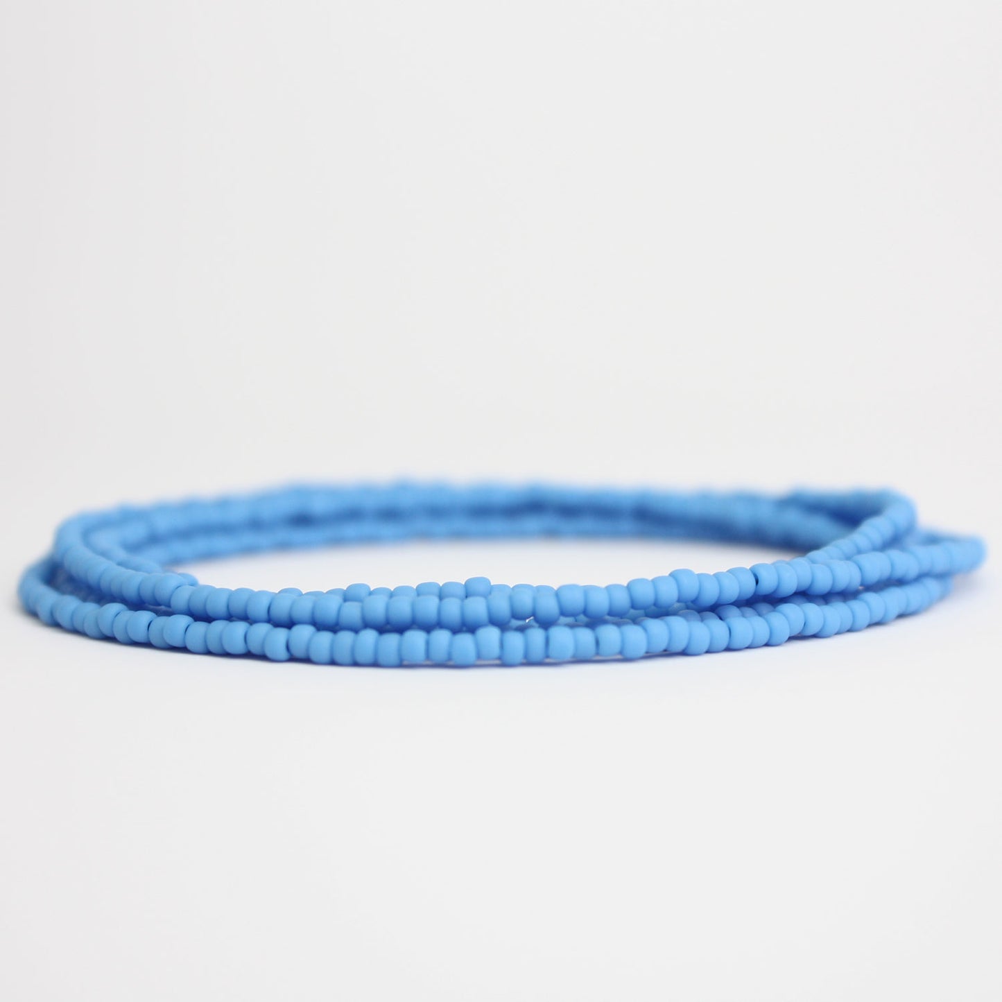 Blue Seed Bead Necklace-Dark Sky Blue Matte Finish