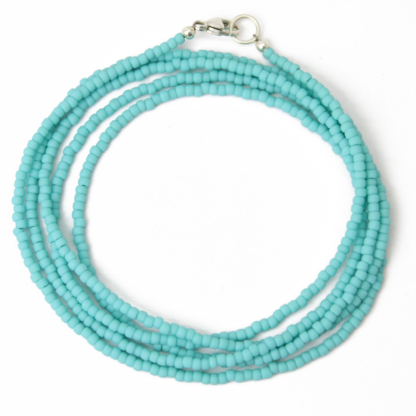 Turquoise Seed Bead Necklace- Matte Finish
