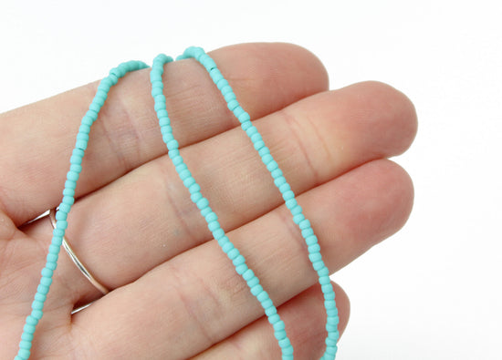 Handmade Turquoise Seed Bead Necklace- Matte Finish