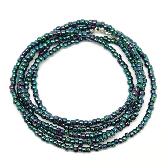 Blue Purple Seed Bead Necklace