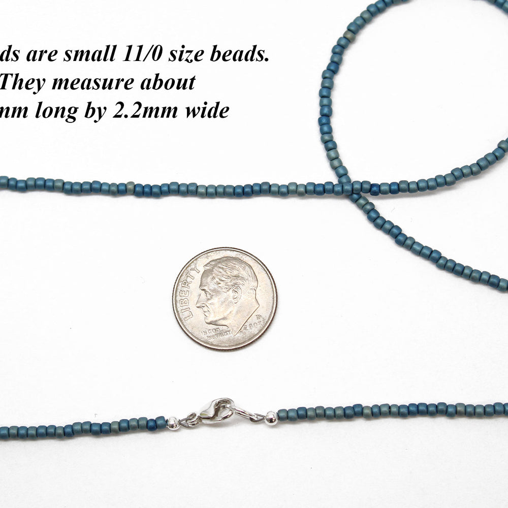 
                      
                        Blue Seed Bead Necklace-Medium Blue-Single Strand
                      
                    