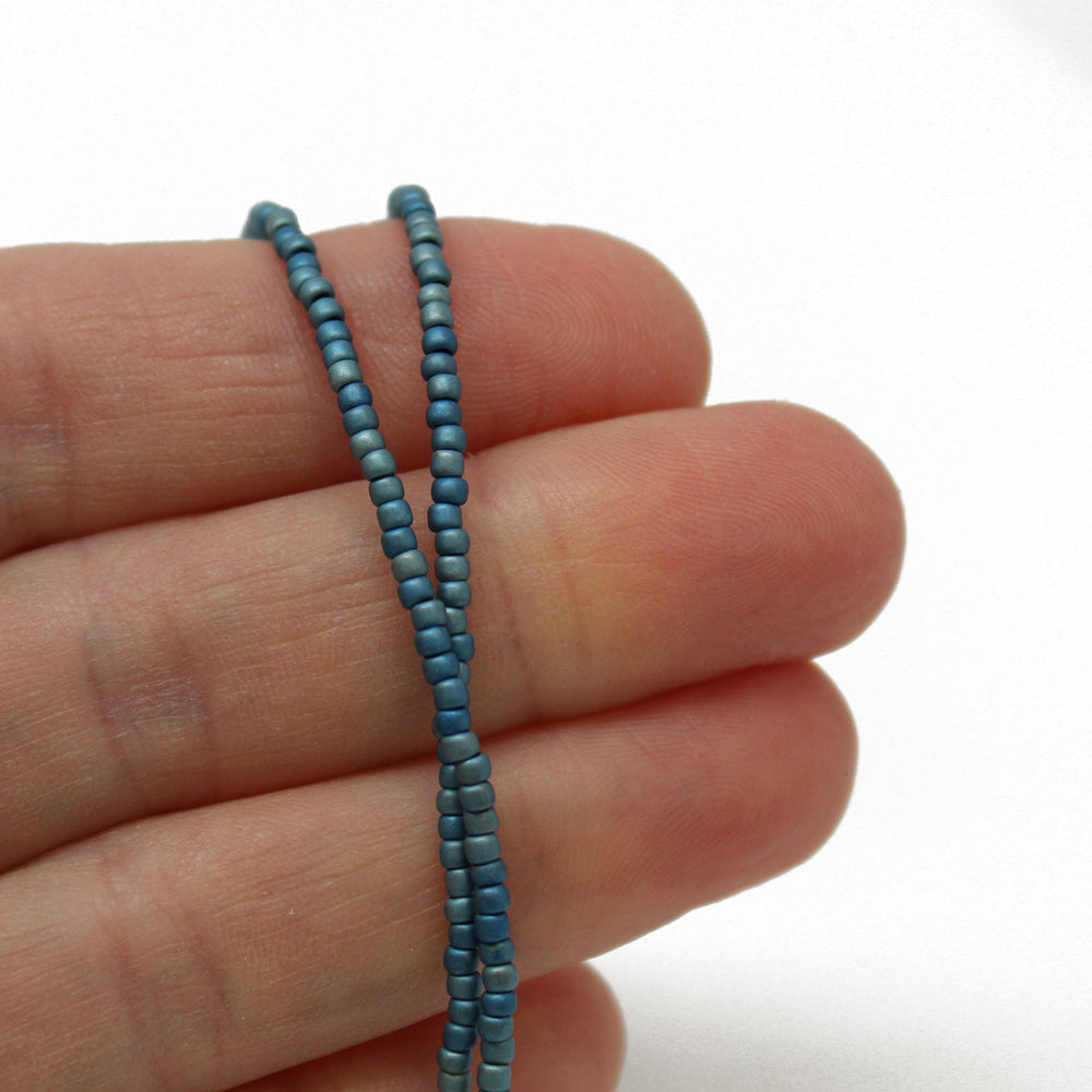 
                      
                        Blue Seed Bead Necklace-Medium Blue-Single Strand
                      
                    