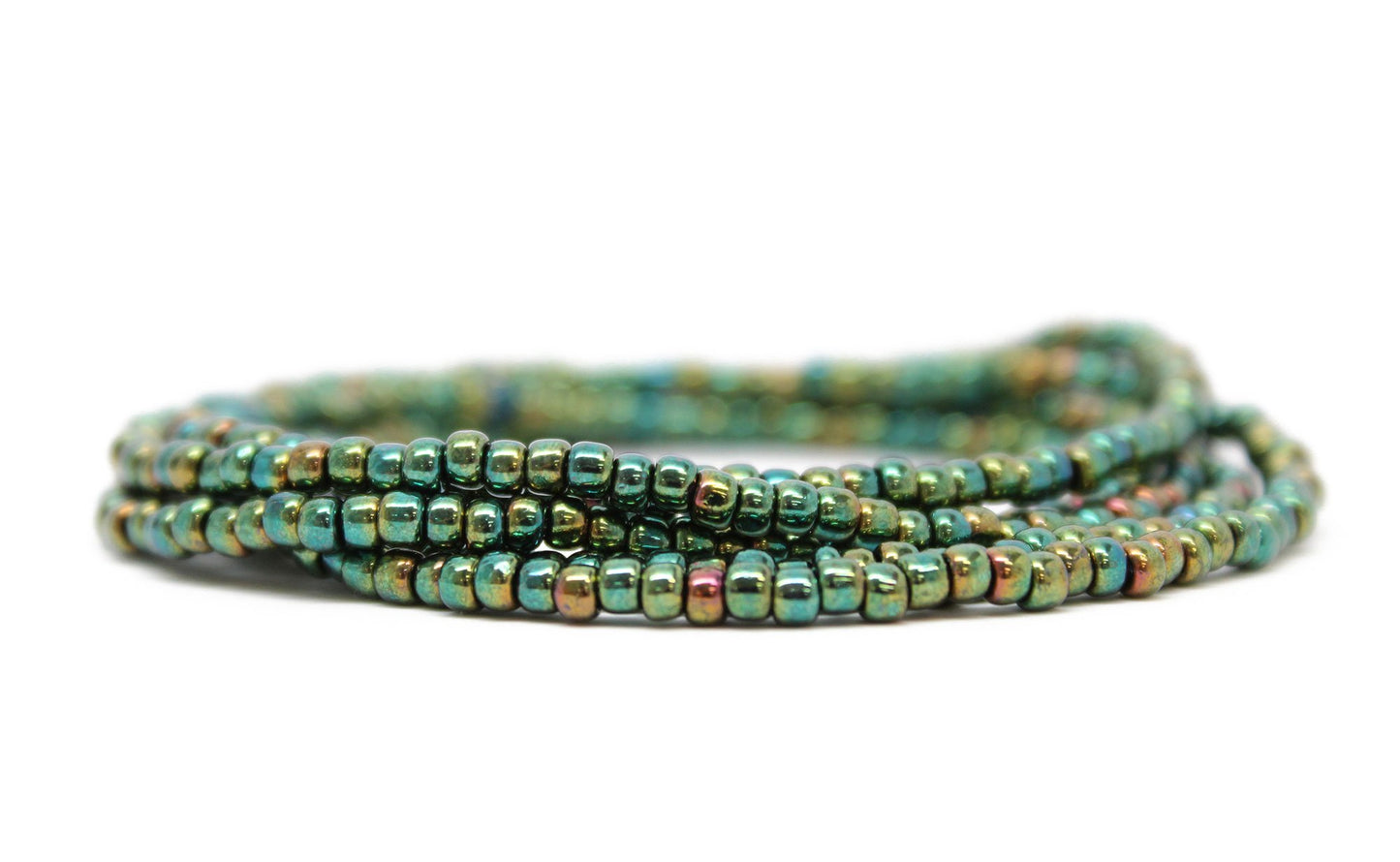Load image into Gallery viewer, Metallic Teal Green Seed Bead Necklace
