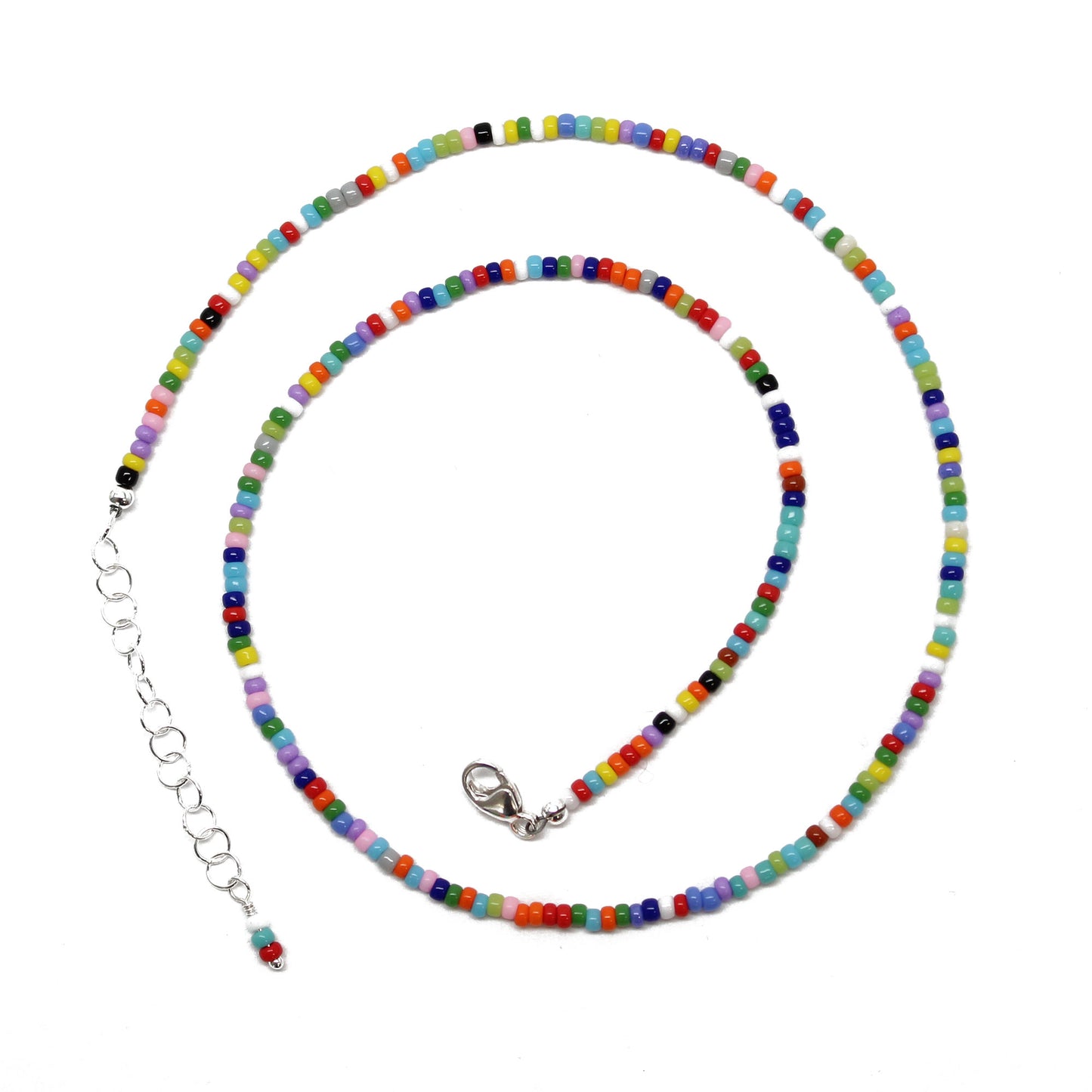 Multi Color Rainbow Bead Choker, Thin 1.5mm, Adjustable 14-16 Inches –  Kathy Bankston