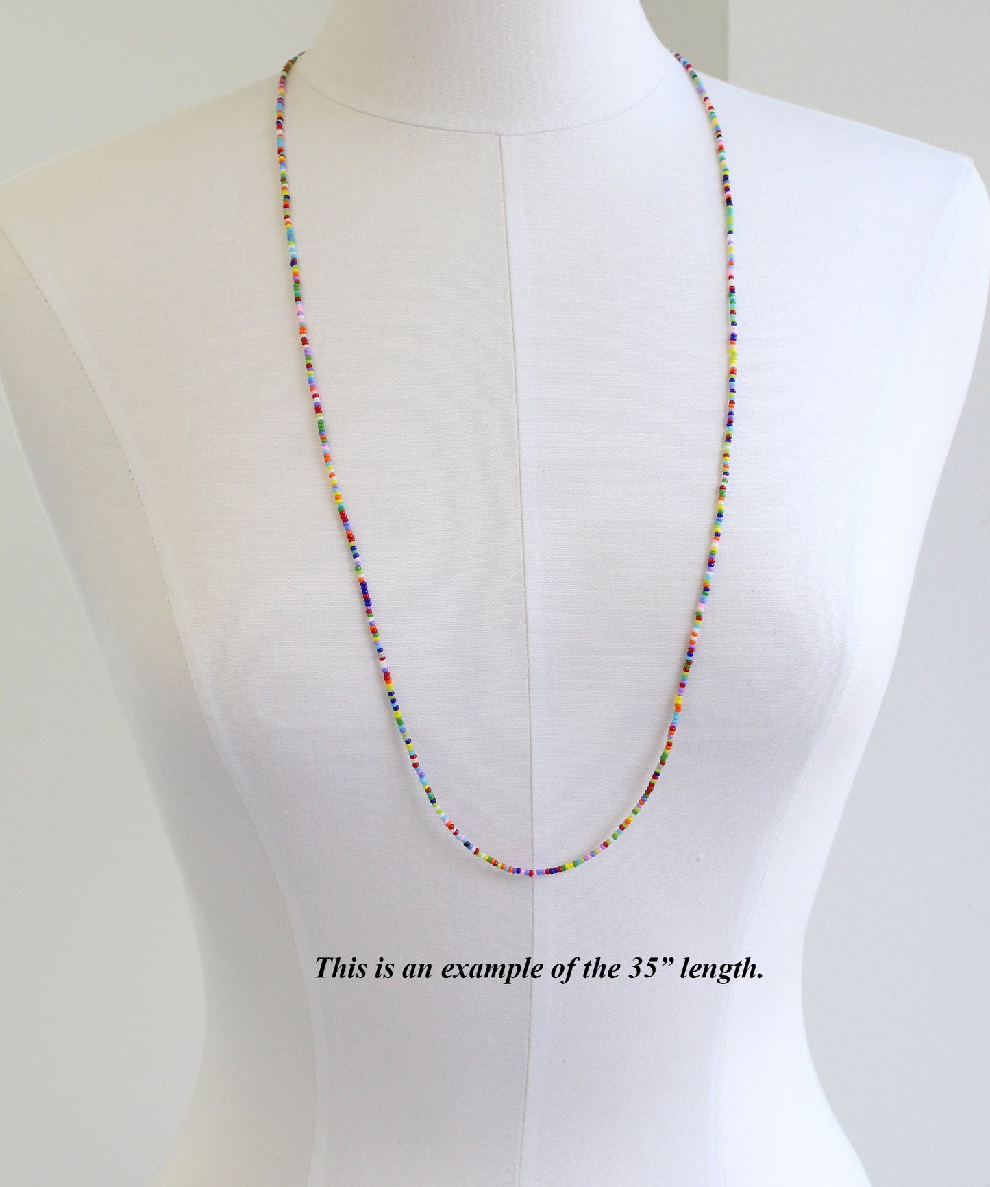 Long Multi Color Seed Bead Necklace