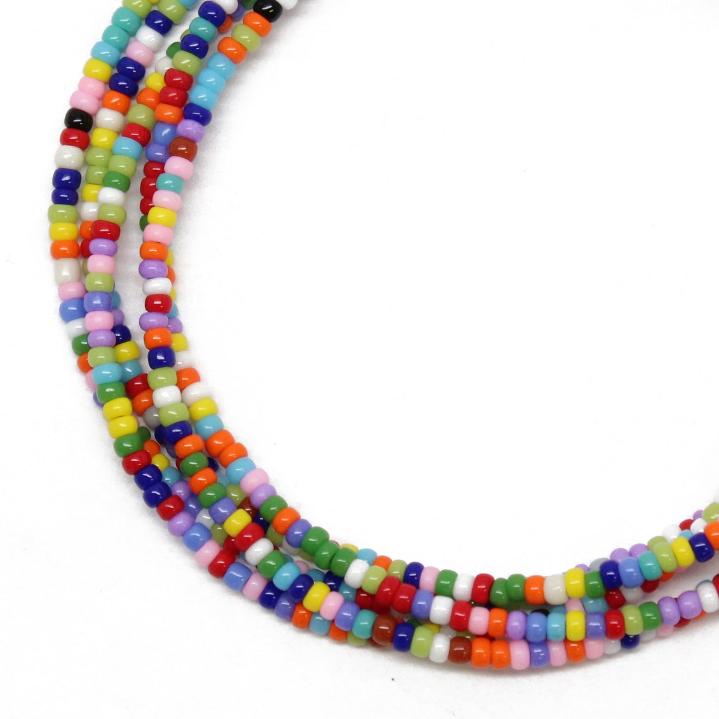 Colourful R Bead Multi Color Seed Bead Necklace, Hippy Love Beads, Thin 1.5mm Single St ...