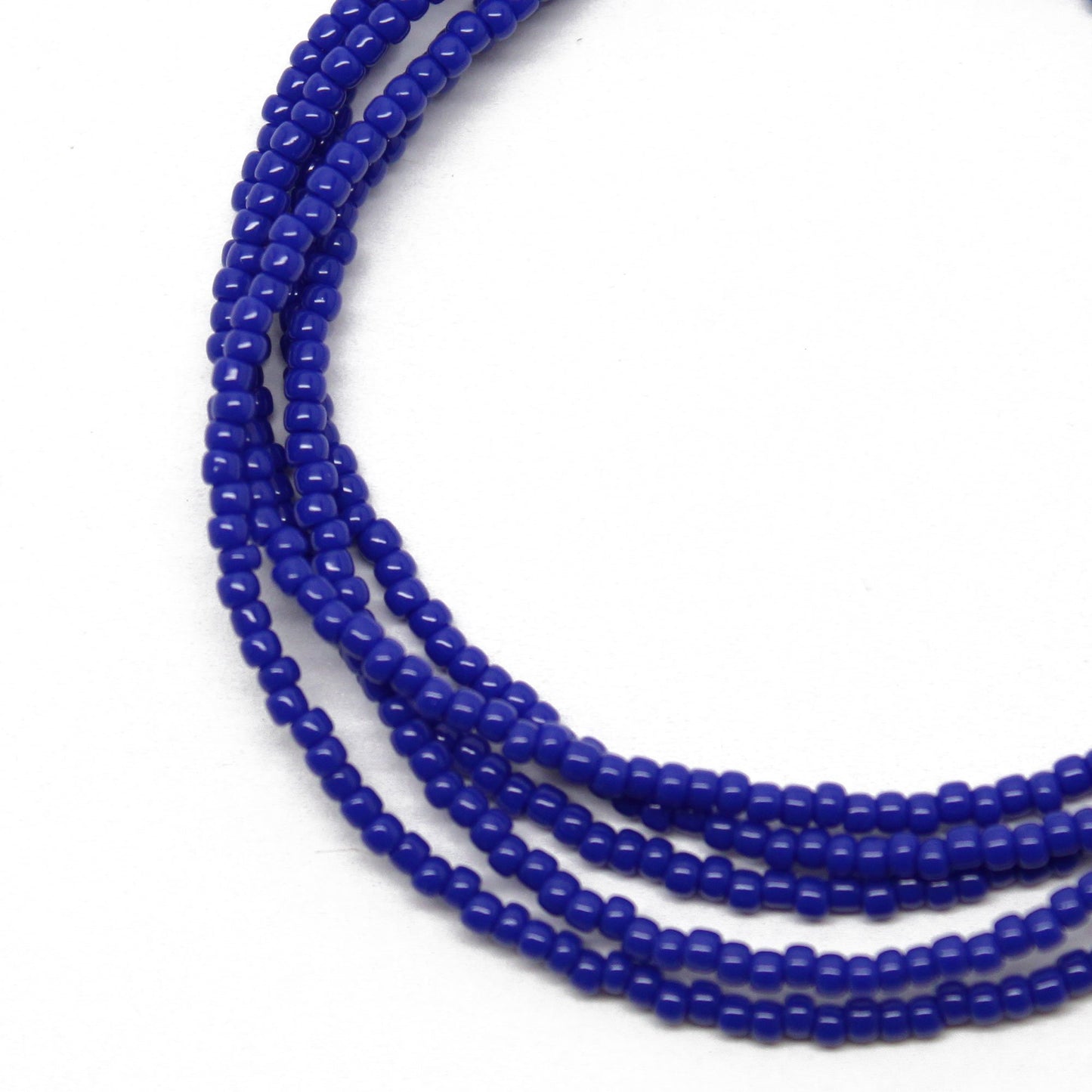 Blue Seed Bead Necklace-Navy Blue-Single Strand-11/0 Beads