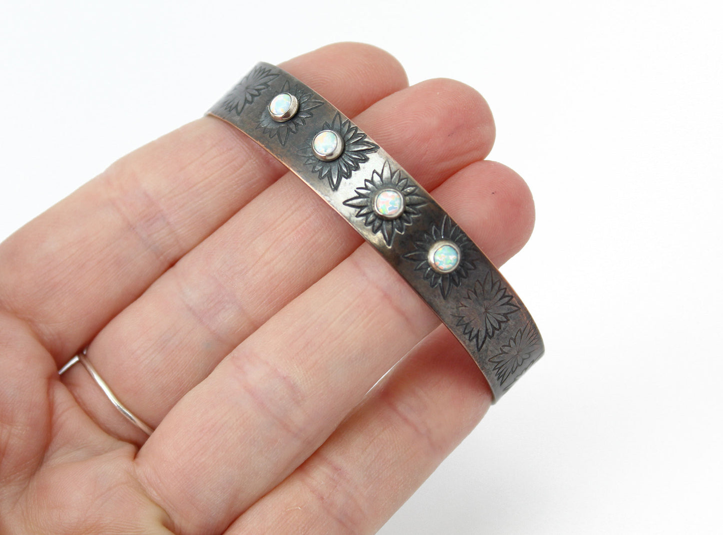 Load image into Gallery viewer, Copper Cuff with Opals
