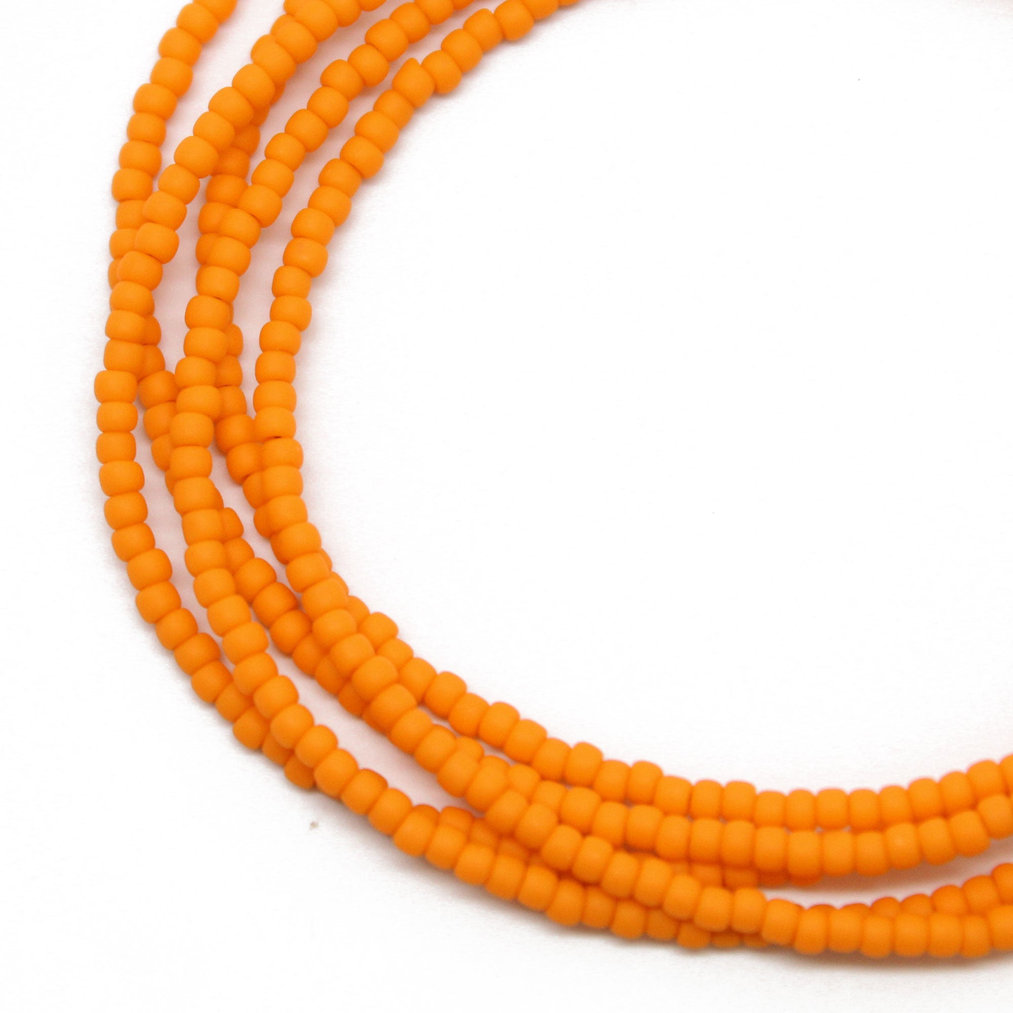 Matte Cantaloupe Orange Seed Bead Necklace, Thin 1.5mm Single