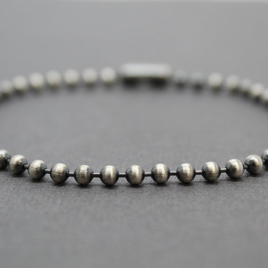 3mm Sterling Silver Bead Ball Chain Bracelet or Necklace, Oxidized