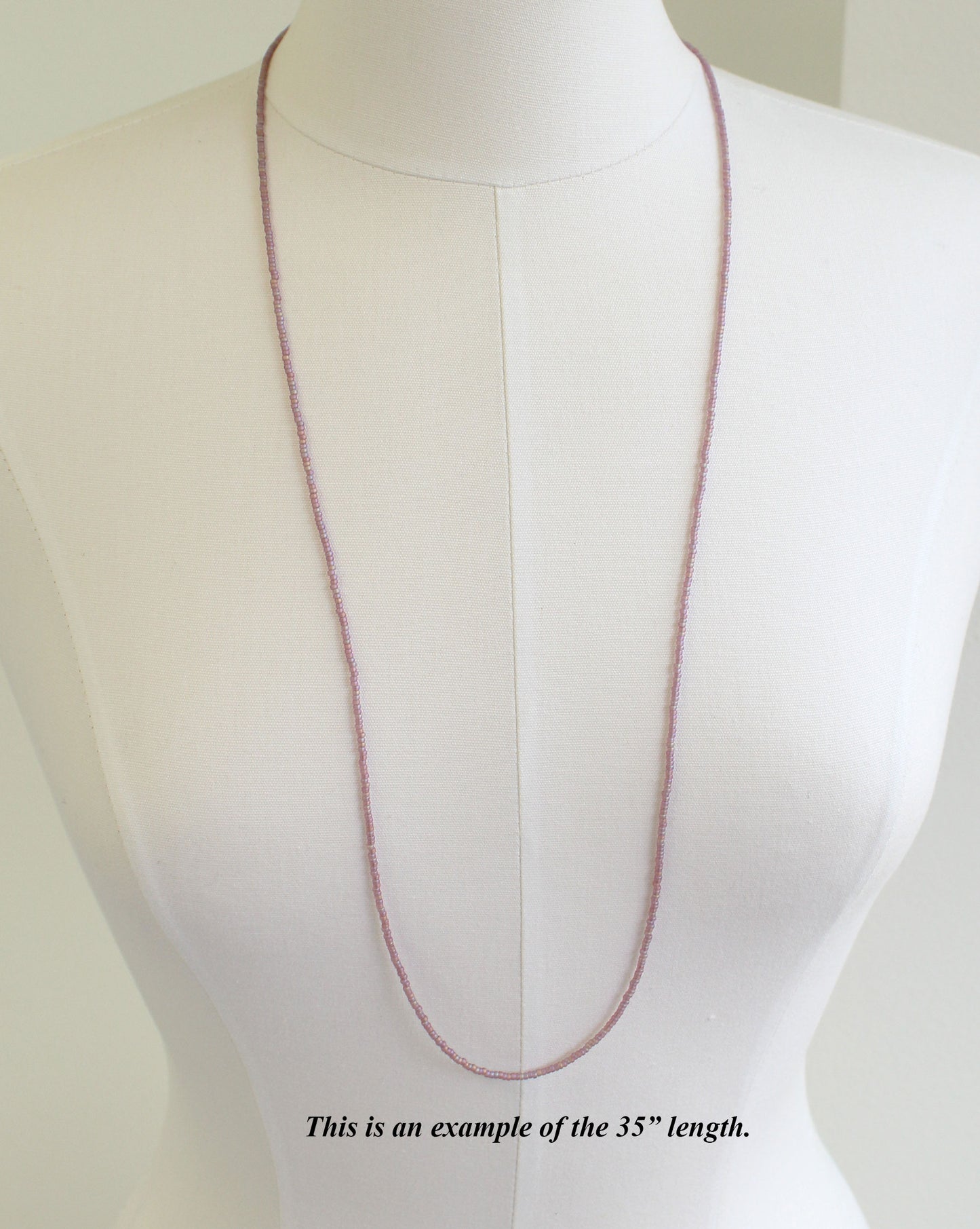Long Pink Purple Seed Bead Necklace