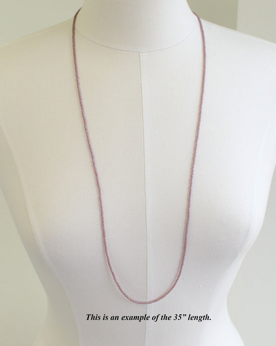 Long Pink Purple Seed Bead Necklace
