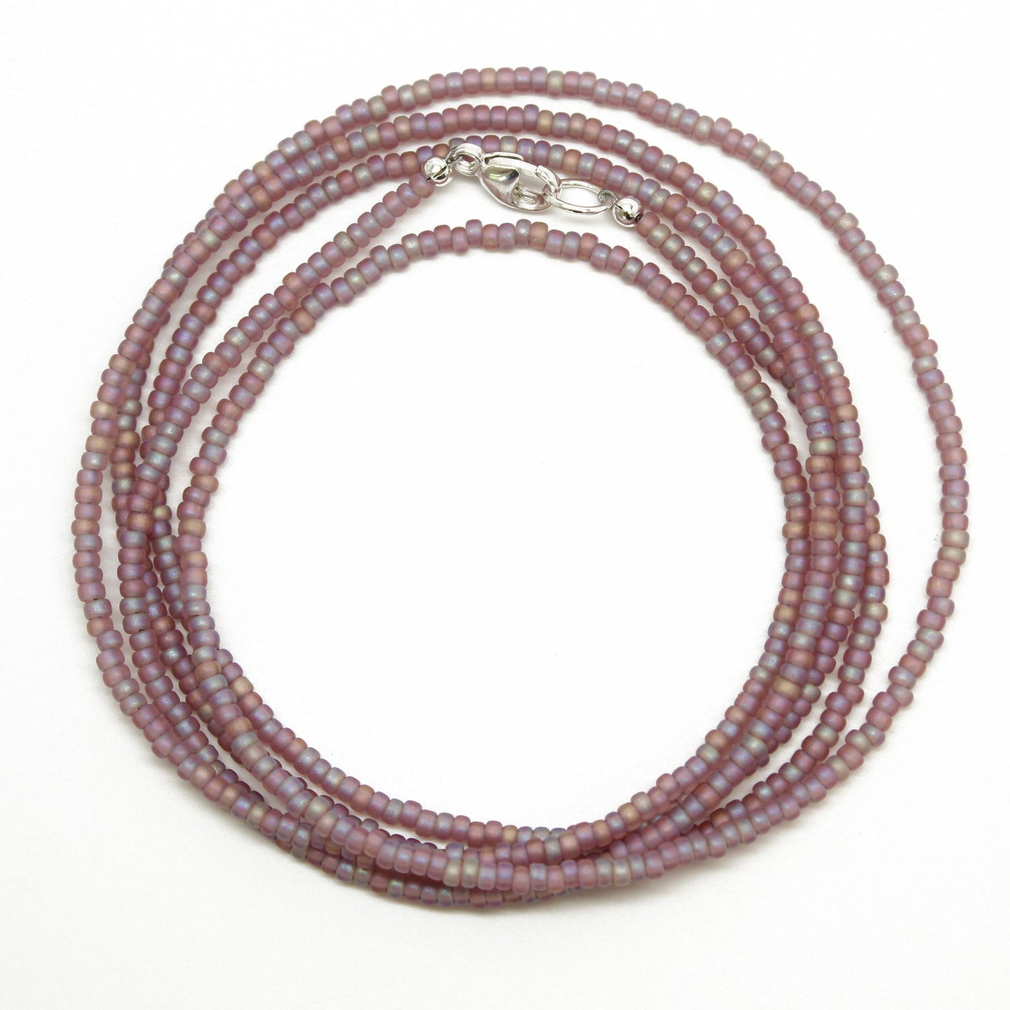Load image into Gallery viewer, Pink Purple Seed Bead Necklace-Pastel Pink Matte-Single Strand
