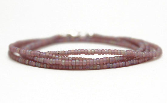 Load image into Gallery viewer, Pink Purple Seed Bead Necklace-Pastel Pink Matte-Single Strand
