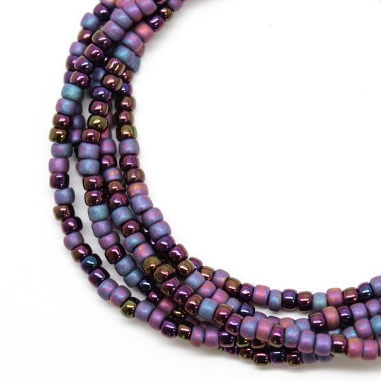 Purple Blue Seed Bead Necklace-Single Strand