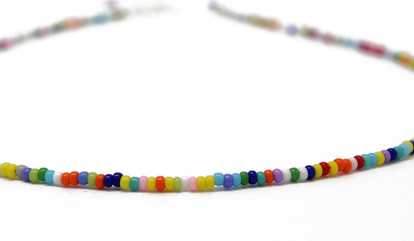 Rainbow Colorful Dainty Glass Beads Necklace Holiday - Temu