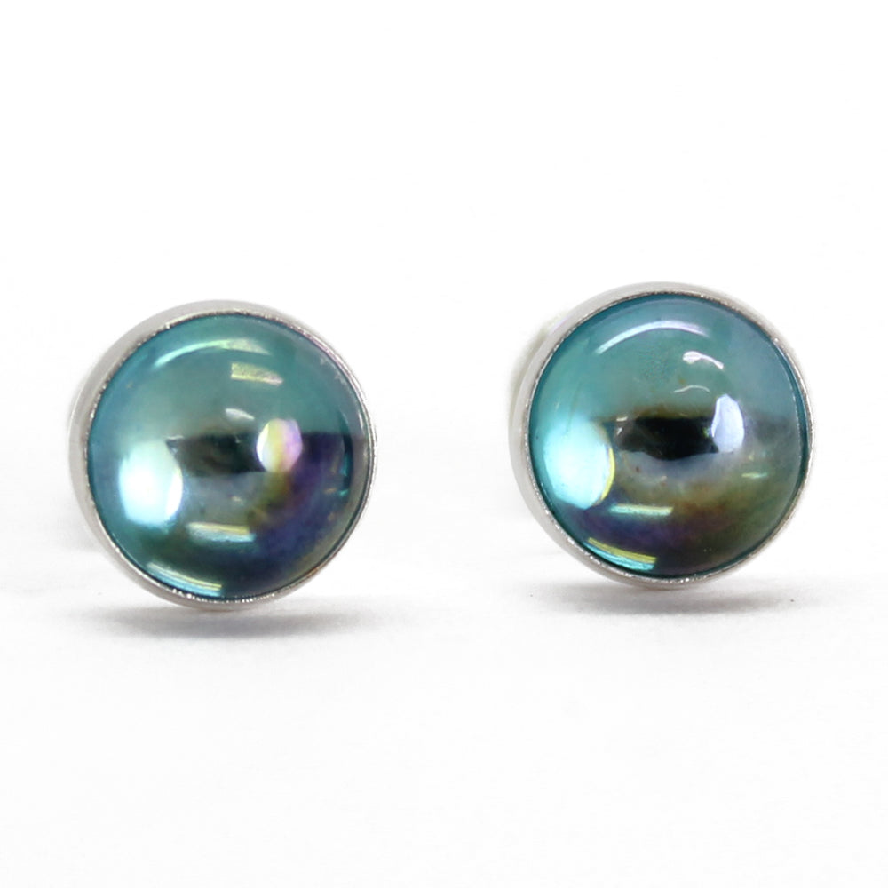 6mm rainbow topaz stud earrings