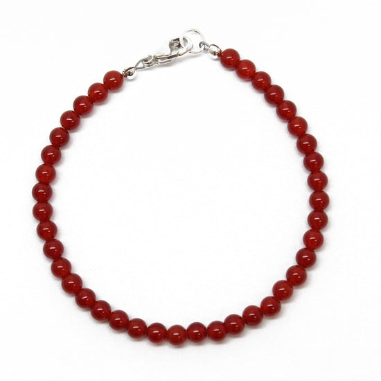 Red Coral Necklace, Small 4mm Beads, Sterling Silver Clasp – Kathy