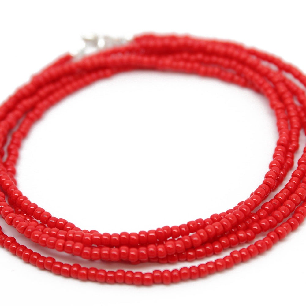 
                      
                        Bright Red Seed Bead Necklace-Shiny Finish-Single Strand
                      
                    