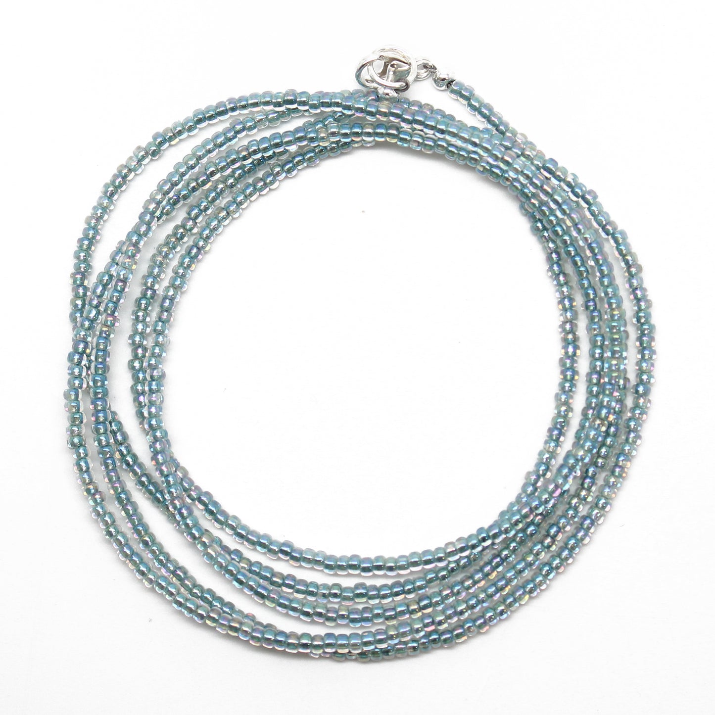 Blue Green Seed Bead Necklace