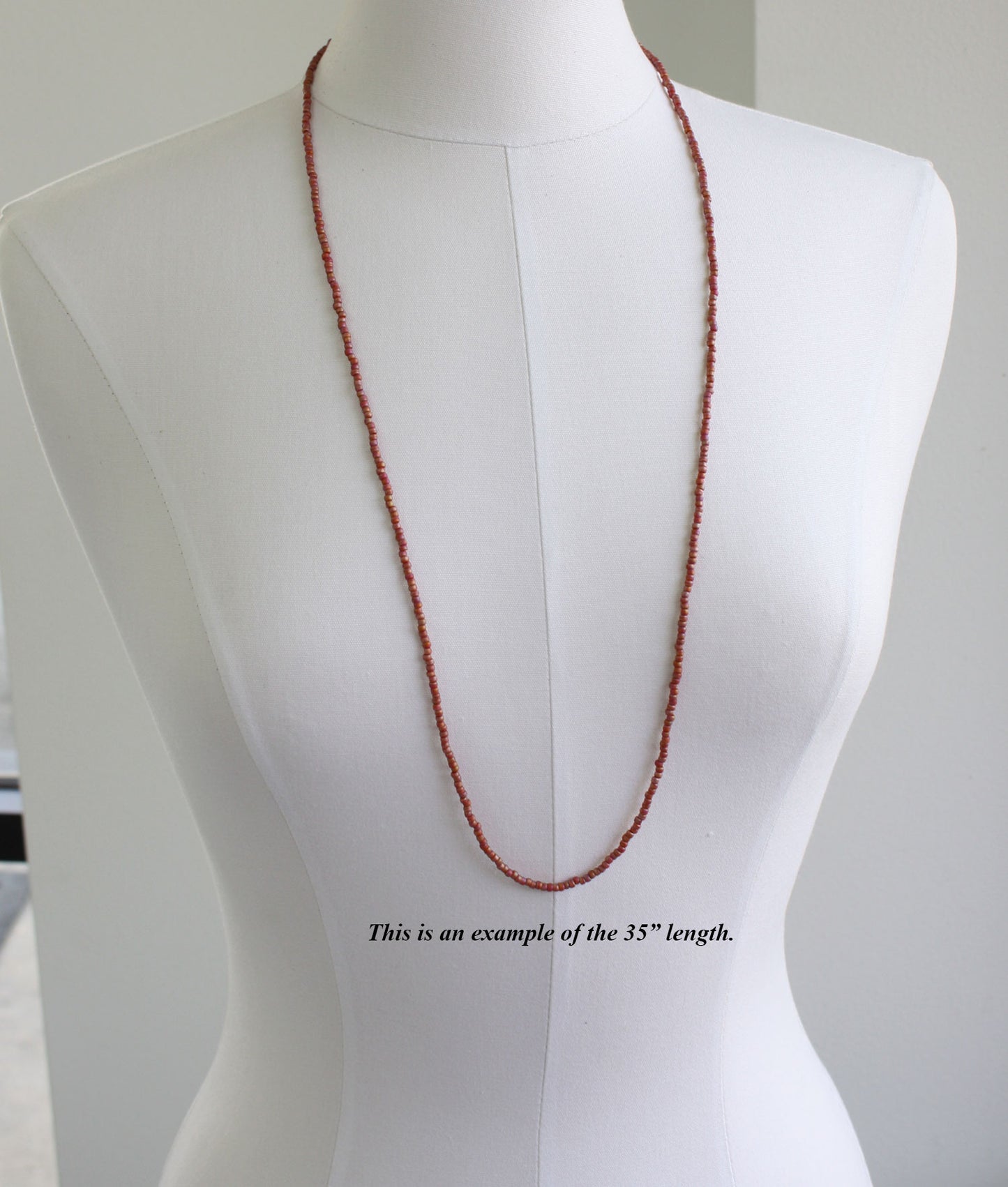 Orange Terracotta Seed Bead Necklace-Semi Glazed-Single Strand