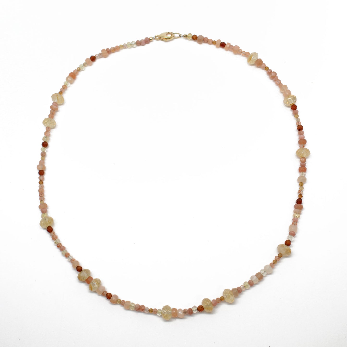 Semi Precious Gemstone Necklace with Citrine, Sunstone, Tourmaline