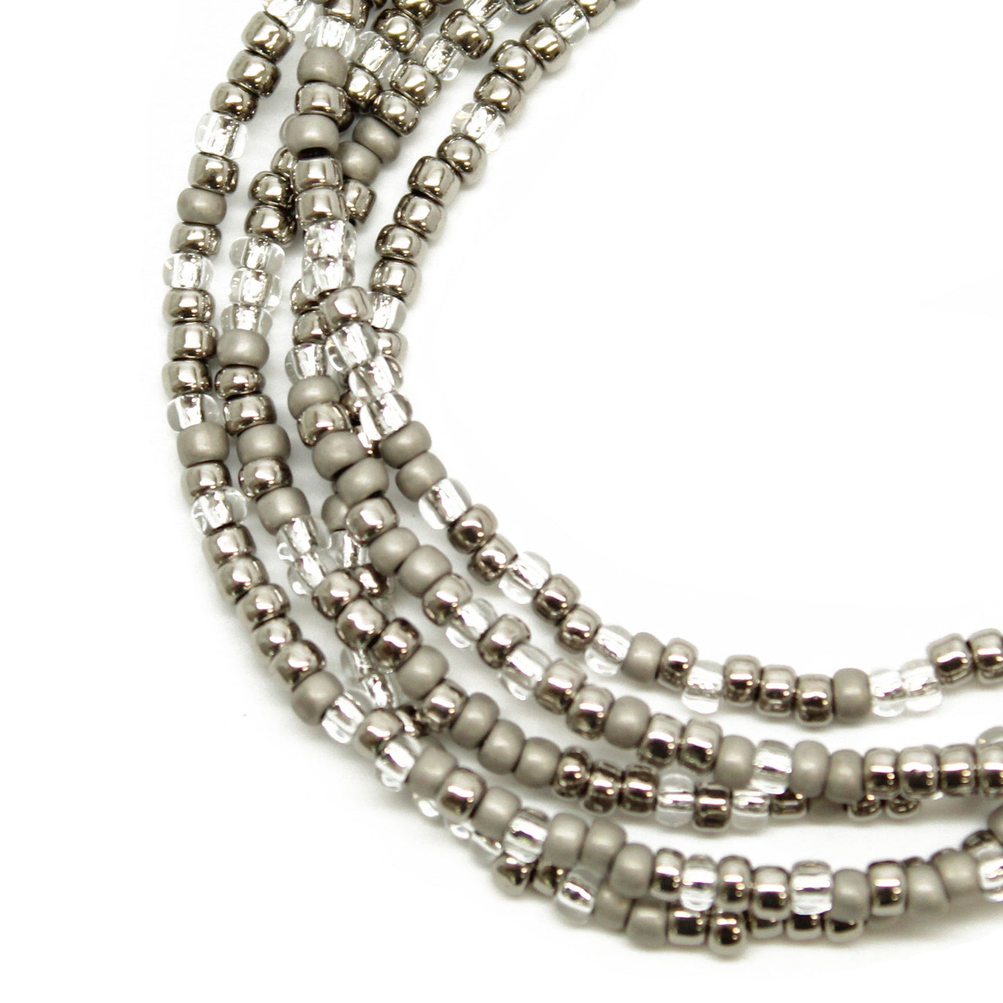 Silver and Grey Seed Bead Necklace,