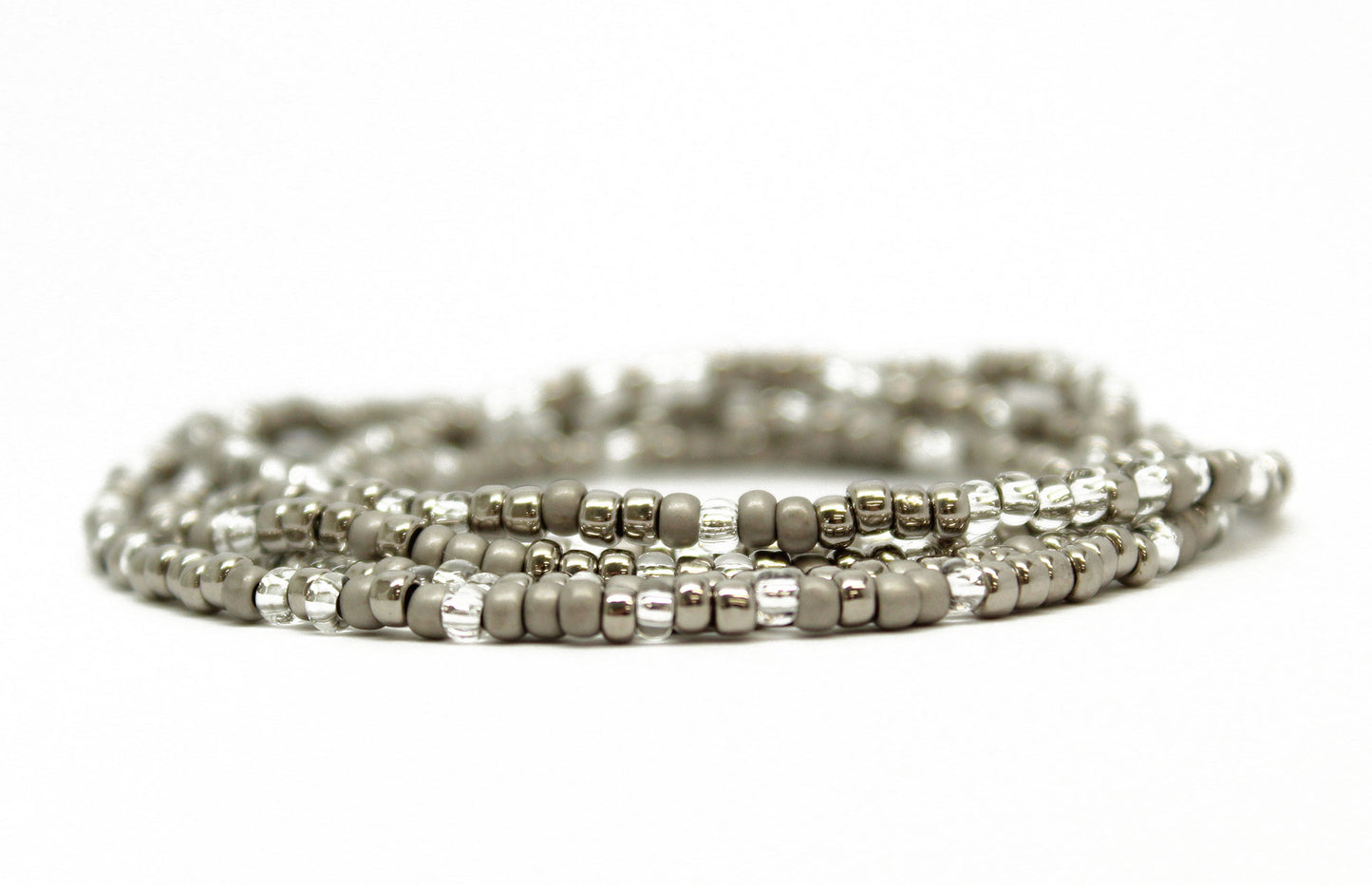 Silver and grey seed bead necklace