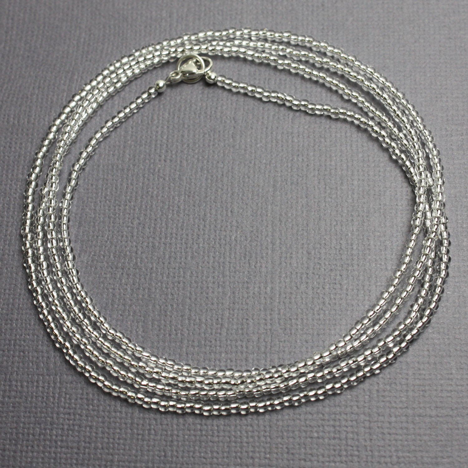Silver Sparkle Seed Bead Necklace, Thin 1.5mm Single Strand – Kathy ...